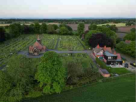 Aerial view of farmland and surrounding countryside